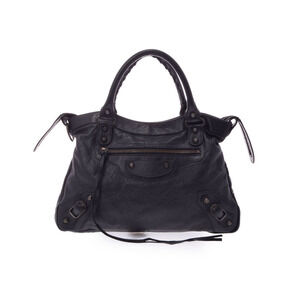 Balenciaga The Town black lambskin bag strap